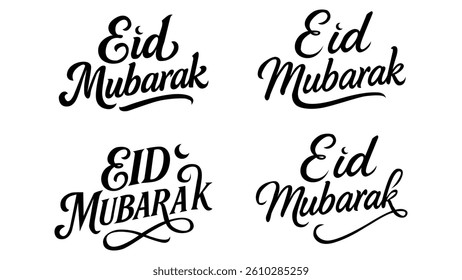 Muslim Islamic and Arabic Eid Mubarak Calligraphy Collection Eid Festival in Elegant and Fancy Font Style