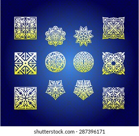 muslim islamic art borders and ornaments. vector illustration