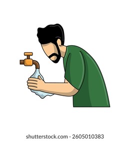 muslim islamic man doing ablution