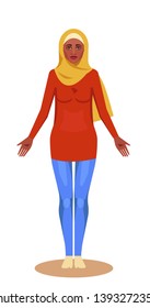 muslim isolated happy woman stay white background