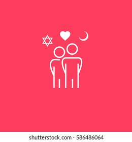 Muslim and jew love icon vector