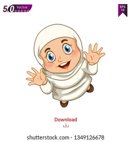 Muslim kid cartoon vector