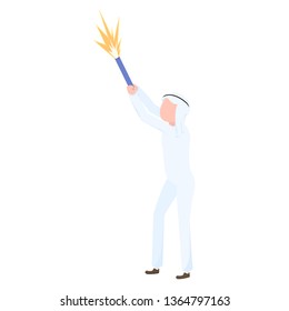 Muslim kid holding firework on month of ramadan 