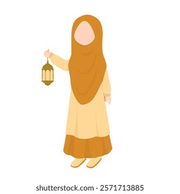 Muslim Kid Holding Ramadan Lantern