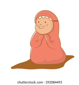 muslim kid is praying 