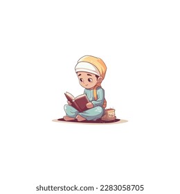 muslim kid reading quran logo