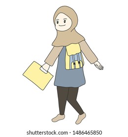 muslim kids cartoon vector , muslim girl