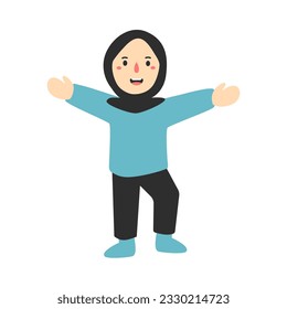 muslim kids wearing hijab illustration
