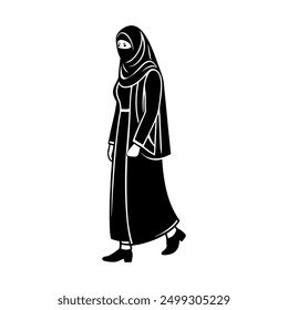 Muslim lady silhouette on white board 