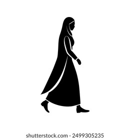 Muslim lady silhouette on white board 