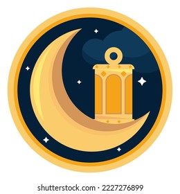 muslim lantern with crescent moon icon