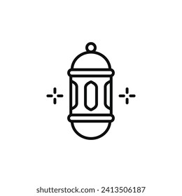 Muslim lantern line icon isolated on white background