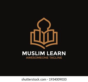 Muslim Learn logo, muslim book logo design illustration