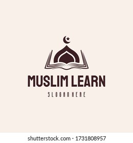 Muslim Learn logo hipster retro vintage vector template, Islamic logo template