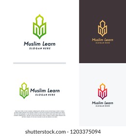 Muslim Learn logo, Islam learning logo template, Vector illustration