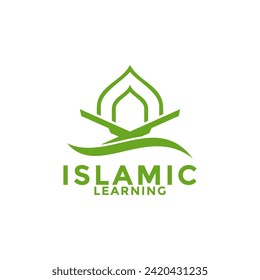Logo de Muslim Learn, plantilla del logo de aprendizaje del Islam, ilustración del vector de medios islámicos