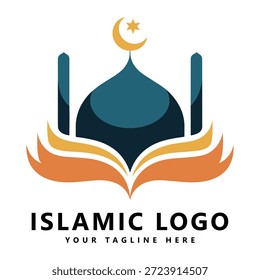 Logotipo de aprendizaje musulmán Logotipo de aprendizaje islámico Ilustración vectorial de Plantilla