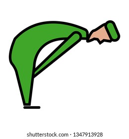 Muslim male icons bow in green and black lines, special ramadhan kareem with flat line icon style