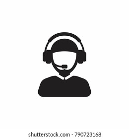 Muslim male support service / customer care / customer service / administrator silhouette icon.