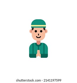 Muslim Man Flat Icon Concept - Ramadan und Eid Mubarak Icon Flache Vektorgrafik einzeln auf weißem Hintergrund
