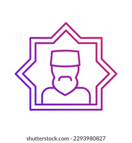 muslim man avatar gradient outline icon vector illustration