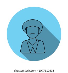 muslim man avatar icon. Elements of avatar in flat blue colored icon. Premium quality graphic design icon. Simple icon for websites, web design, mobile app, info graphics on white background