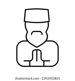 muslim man with beard islamic outline icon vector illustration