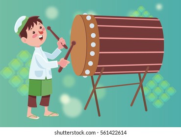 muslim man beat the drum