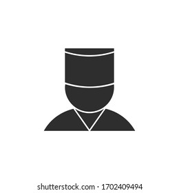 Muslim man black icon isolated on a white background.