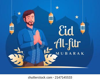 ein muslimischer Mann, der eid al-fitr feiert