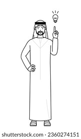 Muslim Man coming up with an idea, Vector Illustration