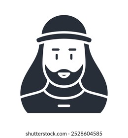 Muslim man filled icon. Human faceless avatar silhouette vector illustration.