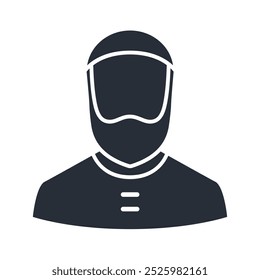 Muslim man filled icon. Male faceless avatar silhouette vector illustration.