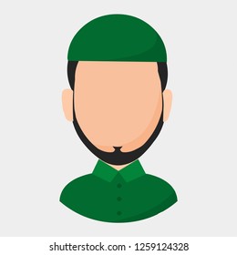muslim man flat avatar icon vector