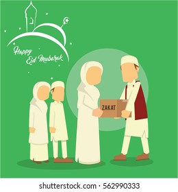 muslim man giving zakat to orphans 