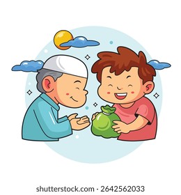 Homem muçulmano dá Zakat aos pobres