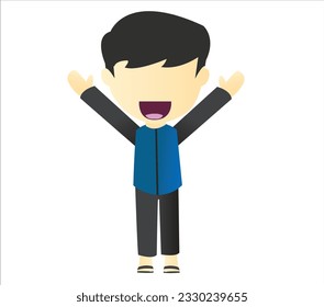 Muslim Man Happy Pose Vector