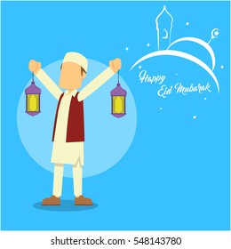 muslim man holding lantern