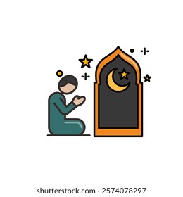 muslim man icon praying islam