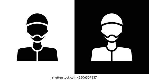 muslim man icon Thin line illustration set