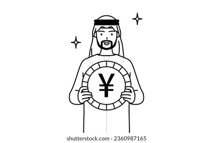 Musulmán imagen de ganancias en moneda extranjera y apreciación del yen, Ilustración vectorial