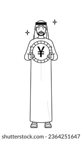 Muslim Man an image of foreign exchange gains and yen appreciation, Vector Illustration