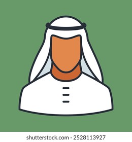 Muslim man line color icon. Human faceless avatar flat vector illustration.