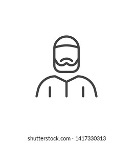 Muslim man line icon. linear style sign for mobile concept and web design. Traditional arabian man outline vector icon. Symbol, logo illustration. Vector graphics