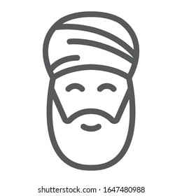Muslim man line icon, ramadan and islam, arabian sign, vector graphics, a linear pattern on a white background, eps 10
