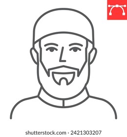 Muslim man line icon, Ramadan and Islamic, arabian man vector icon, vector graphics, editable stroke outline sign, eps 10.