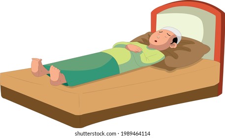 Muslim Man Lying On Bed