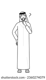 Muslim Man nodding his head in question, Vector Illustration