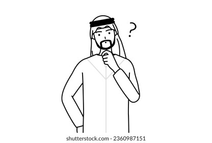 Muslim Man nodding his head in question, Vector Illustration