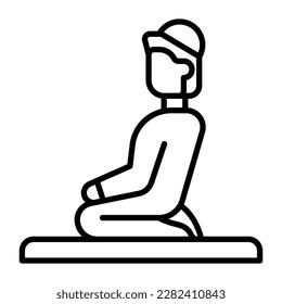 A muslim man offering salat, concept icon of praying namaz